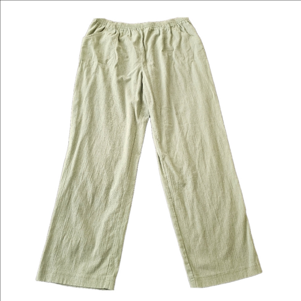 Tradition Pull On Pants Sage Green Cotton Blend Loosefit Lightweight Womens 18 W - Picture 3 of 11